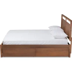 Kirkland's Home Walnut Wood Headboard 4-Drawer King Platform Bed- Beds & Headboards