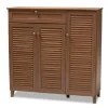 Kirkland's Home Walnut Wood 11-Shelf Paneled Shoe Cabinet- Entryway Furniture