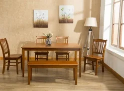 Kirkland's Home Walnut Wooden Dining Bench- Dining Chairs