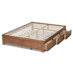 Kirkland's Home Walnut Wooden 3-Drawer Platform Bed- Beds & Headboards
