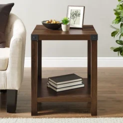 Kirkland's Home Walnut X-Frame Rustic Wood Accent Table- Accent & End Tables