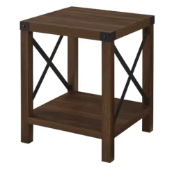 Kirkland's Home Walnut X-Frame Rustic Wood Accent Table- Accent & End Tables