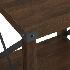 Kirkland's Home Walnut X-Frame Rustic Wood Accent Table- Accent & End Tables