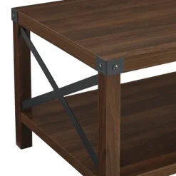 Kirkland's Home Walnut X-Frame Rustic Wood Coffee Table- Coffee Tables