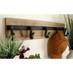 Kirkland's Home Warm Brown Industrial Iron Wall Hooks- Hooks