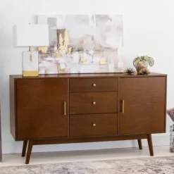 Kirkland's Home Warm Brown Mid-Century Modern Storage Console- Console Tables
