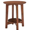 Kirkland's Home Warm Chestnut Wood Round Accent Table- Accent & End Tables
