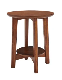 Kirkland's Home Warm Chestnut Wood Round Accent Table- Accent & End Tables