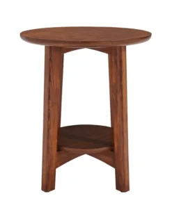 Kirkland's Home Warm Chestnut Wood Round Accent Table- Accent & End Tables