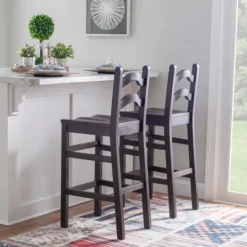Kirkland's Home Warm Ladder Back Bar Stools, Set Of 2- Bar Stools & Counter Height Stools