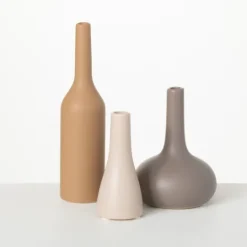 Kirkland's Home Warm Matte Ceramic Bud Vases, Set Of 3- Vases