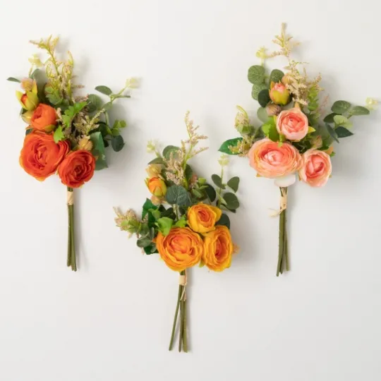 Kirkland's Home Warm Ranunculus Bouquets, Set Of 3- Stems & Bouquets