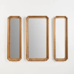 Kirkland's Home Warm Wood Inset Mirrors, Set Of 3- Framed Mirrors