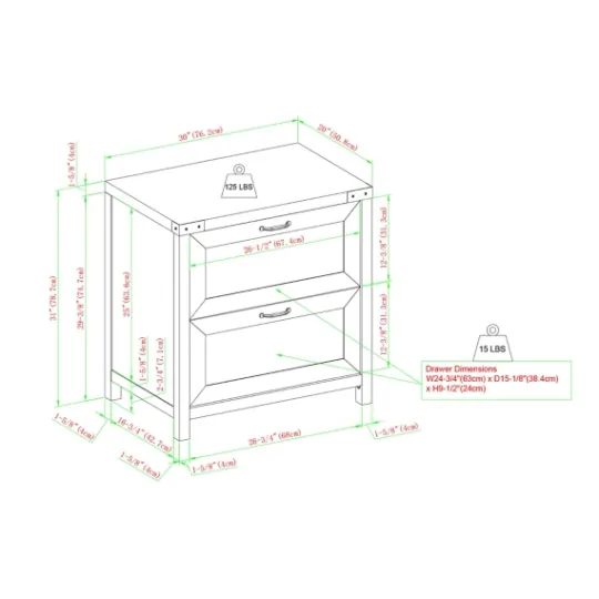 Kirkland's Home Wash 2-Drawer Wood File Cabinet- Office Furniture