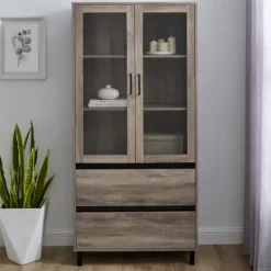 Kirkland's Home Wash Glass Door Storage Hutch- Cabinets & Sideboards