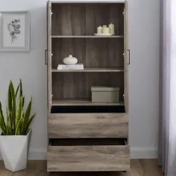 Kirkland's Home Wash Glass Door Storage Hutch- Cabinets & Sideboards
