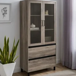 Kirkland's Home Wash Glass Door Storage Hutch- Cabinets & Sideboards