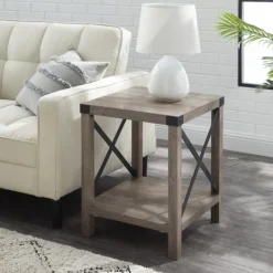 Kirkland's Home Wash Industrial X-Frame Accent Table- Accent & End Tables