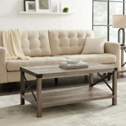 Kirkland's Home Wash Industrial X-Frame Coffee Table- Coffee Tables