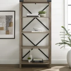 Kirkland's Home Wash Metal X Frame Back Bookshelf- Bookshelves