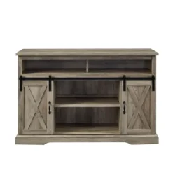Kirkland's Home Wash Sliding Barn Door Highboy Tv Stand- Tv Stands & Media Consoles