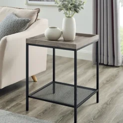 Kirkland's Home Wash Square Tray Style Top Accent Table- Accent & End Tables