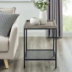 Kirkland's Home Wash Square Tray Style Top Accent Table- Accent & End Tables