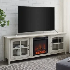 Kirkland's Home Wash Windowpane Fireplace Cabinet- Tv Stands & Media Consoles