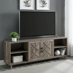 Kirkland's Home Wash Wood Helix Open Shelf Tv Stand- Tv Stands & Media Consoles