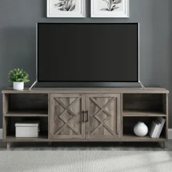 Kirkland's Home Wash Wood Helix Open Shelf Tv Stand- Tv Stands & Media Consoles