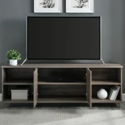 Kirkland's Home Wash Wood Helix Open Shelf Tv Stand- Tv Stands & Media Consoles