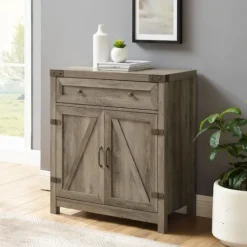 Kirkland's Home Wash Wooden And Metal Barn Door Cabinet- Cabinets & Sideboards