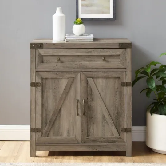 Kirkland's Home Wash Wooden And Metal Barn Door Cabinet- Cabinets & Sideboards