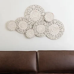 Kirkland's Home Washed Abstract Carved Plates Wall Plaque- Wall Plaques