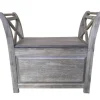 Kirkland's Home Washed Acacia Wood Storage Bench With Arms- Benches & Ottomans