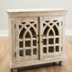 Kirkland's Home Washed Arched Wooden Cabinet- Cabinets & Sideboards