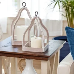 Kirkland's Home Washed Beaded Open Lantern, 14 In.- Lanterns