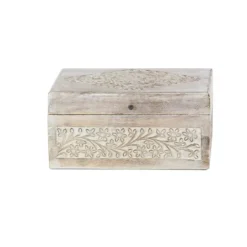 Kirkland's Home Washed Floral Carved Wood Boxes, Set Of 3- Baskets & Boxes