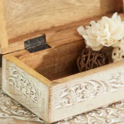 Kirkland's Home Washed Floral Carved Wood Boxes, Set Of 3- Baskets & Boxes