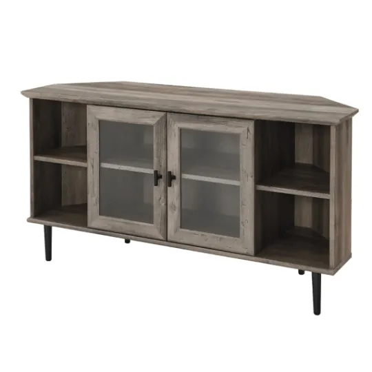 Kirkland's Home Washed Glass Door Corner Tv Stand- Tv Stands & Media Consoles