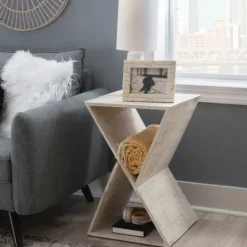Kirkland's Home Washed Mango Wood Hourglass Accent Table- Accent & End Tables