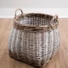 Kirkland's Home Washed Melanie Round Belly Wicker Basket- Baskets & Boxes