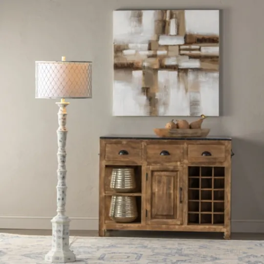 Kirkland's Home Washed Resin Encased Shade Floor Lamp- Floor Lamps