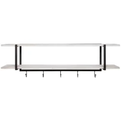 Kirkland's Home Washed Two Tier Metal And Wood Wall Shelf- Shelves