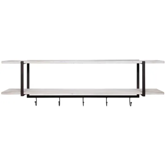 Kirkland's Home Washed Two Tier Metal And Wood Wall Shelf- Shelves