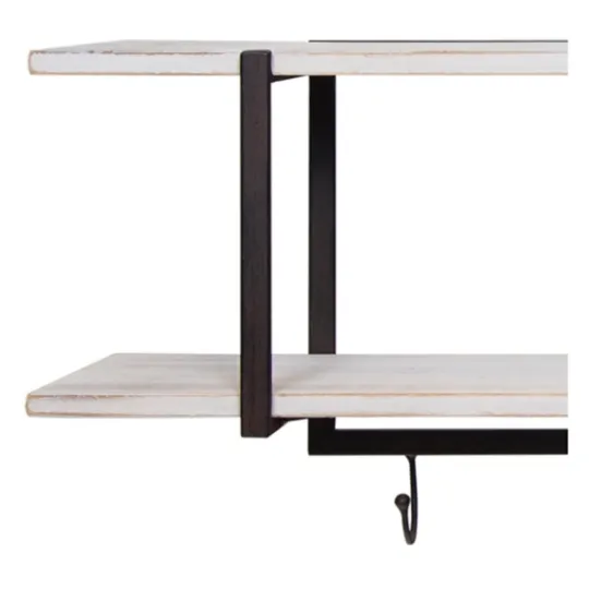 Kirkland's Home Washed Two Tier Metal And Wood Wall Shelf- Shelves