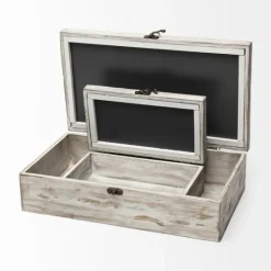Kirkland's Home Washed Wood Boxes, Set Of 2- Baskets & Boxes