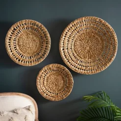 Kirkland's Home Water Hyacinth Basket Wall Plaques, Set Of 3- Wall Plaques