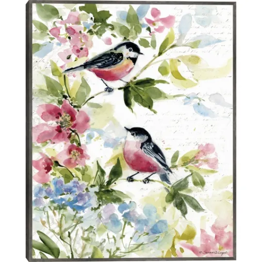 Kirkland's Home Watercolor Birds I Framed Canvas Art Print- Canvas Art