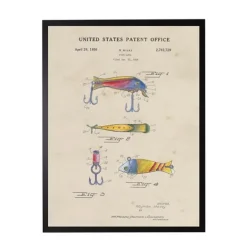 Kirkland's Home Watercolor Fish And Lure Patent Framed Art Print- Framed Art